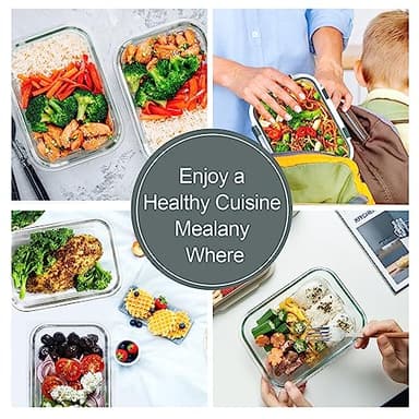 VERONES 10 Pack 22 OZ Glass Meal Prep Containers, Airtight Glass Lunch Containers Set, Glass Food Storage Containers with Lids,Exclusive of BPA, for Microwave, Oven, Freezer & Dishwasher Friendly,Grey - Image 6