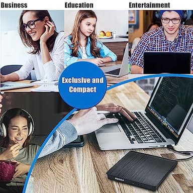 Haiway External DVD Drive, USB 3.0 Type-C CD Burner Portable CD DVD +/-RW Optical Drive Slim CD DVD ROM Rewriter CD/DVD Player Writer Reader for Laptop Desktop MacBook PC Windows Linux Mac OS (Black) - Image 7