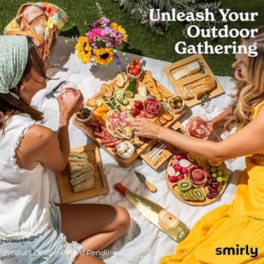 SMIRLY Charcuterie Boards Set - Large Bamboo Cheese Board Set - House Warming Gifts New Home, Wedding Gift for Couple, Bridal Shower Gift, Birthday Gifts for Women - Image 5