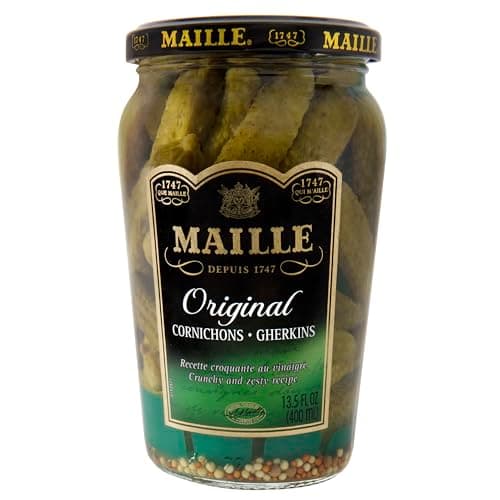 Maille Pickles Cornichons Original Pack of 12 The perfect cornichon for garnishing a gourmet sandwich or snacking Product of France 13.5 oz - Image 1