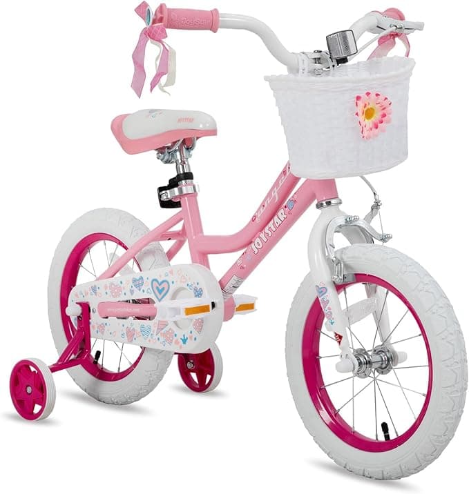 JOYSTAR Angel Girls Bike for Toddlers and Kids Ages 2-13 Years Old, 12 14 16 18 20 Inch Kids Bike with Training Wheels & Basket, 20 24 Inch Girls Bicycle with Handbrake & Kickstand - Image 1
