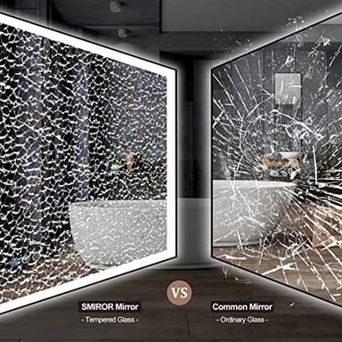 SMIROR Black LED Bathroom Mirror 55 x 36, Illuminated Vanity Mirrors with Lights for Wall, Front Lighted and Backlit, Dimmable, Anti-Fog, Memory, Shatterproof, ETL Listed (Horizontal/Vertical) - Image 7