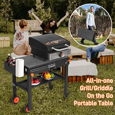 Portable Outdoor Grill Table, Folding Grill Cart Solid and Sturdy, Blackstone Griddle Stand Large Space, Blackstone Table with Paper Towel Holder, Grill Stand for Blackstones Griddle, Ninja Grills etc - Image 7