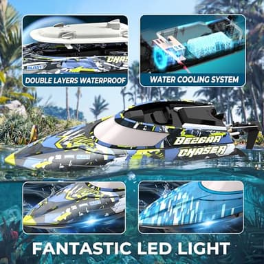 BEZGAR RC Boat, 2 Packs 12 inch Fast Speed RC Boat 30 KPH with A Portable Suitcase for Lakes & Pools & Salt Water, Summer Toys for Adults and Ideal Gifts for Kids Boys Age 6 7 8-12 Years Old - TX2P1 - Image 4