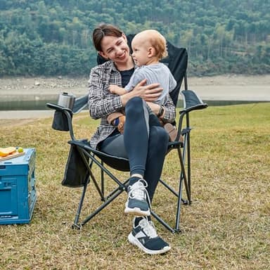 EVER ADVANCED Folding Camping Chair with High Back Padded 2 Pack Oversized Portable Lawn Chairs Lightweight Sturdy Steel Foldable Outdoor Camp Chair for Adults, Black - Image 6