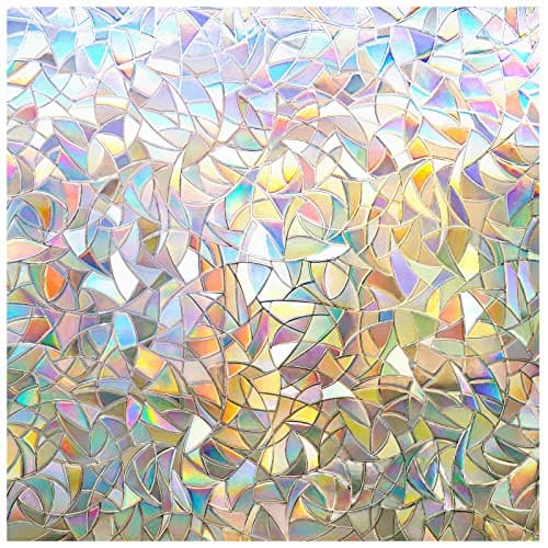 rabbitgoo Window Privacy Film Rainbow Film Decorative Window Sticker, 3D Static Stained Glass Cling Tint for Home Heat Control Non-Adhesive, 17.5 x 78.7 inches - Image 1