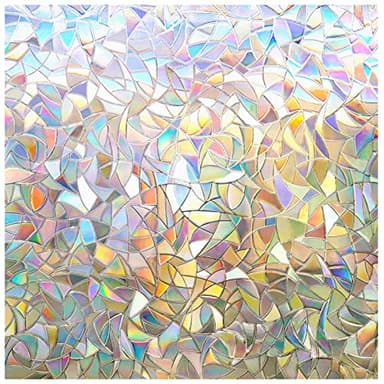rabbitgoo Window Privacy Film Rainbow Film Decorative Window Sticker, 3D Static Stained Glass Cling Tint for Home Heat Control Non-Adhesive, 17.5 x 78.7 inches - Image 1