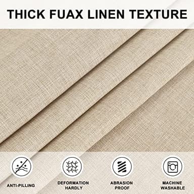 Hiasan Round Linen Tablecloth 90 Inch - Wrinkle and Stain Resistant Washable Polyester Fabric Table Cloth for Dining Room Kitchen Party, Beige - Image 3
