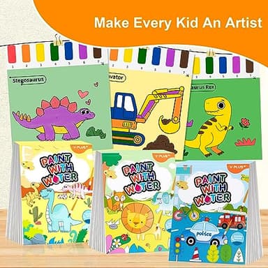 YPLUS Paint with Water Books for Toddlers, Art Craft Toys Watercolor Painting Paper for Kids Gift for Drawing with Brush - 3 Themes - Image 2