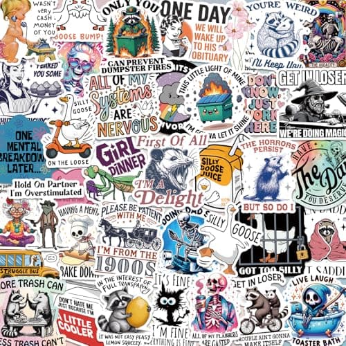 200 PCS Funny Holographic Stickers for Adults, Waterproof Vinyl Sarcastic Meme Decals for Laptop, Water Bottle, Phone, Kindle, Journal, Scrapbook, Bumper, Skateboard, Luggage, No Repeats - Image 1