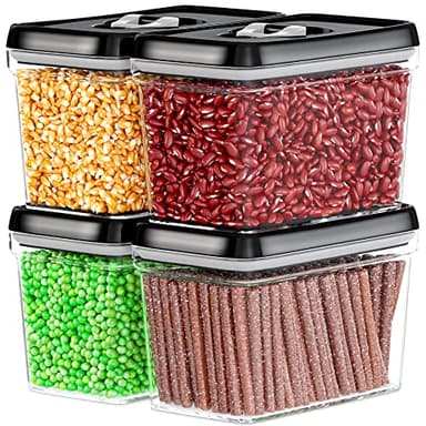 DWËLLZA KITCHEN Airtight Food Storage Containers - Pantry Snacks Kitchen Container, Baking Supplies, 4LB Sugar & Flour Canister - 4 Pc Set All Same Size - Clear Plastic BPA-Free - Keeps Fresh & Dry - Image 1