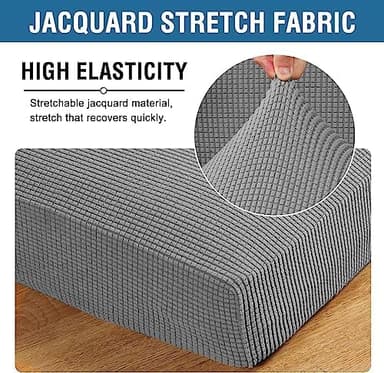 H.VERSAILTEX Super Stretch Individual Seat Cushion Covers - Sofa & Couch Cushion Slipcover Sets - Thick Jacquard Textured Twill Fabric (3 Piece XL, Dove - Image 6