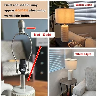 PoKat 23" Modern Ceramic Table Lamp Set of 2 for Living Room White Desk Lamps for Bedroom Farmhouse Bedside Nightstand Bedside Lamp End Table Lamps Beige - Image 2