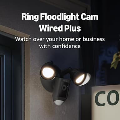 Like-New Ring Floodlight Cam Wired Plus — Outdoor home or business security with motion-activated 1080p HD video and floodlights, (2021 release) Black - Image 1