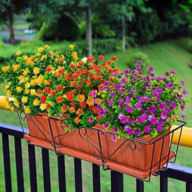 TEMCHY Artificial Flowers, Fake Outdoor UV Resistant Boxwood Shrubs Faux Plastic Greenery Plants for Outside Hanging Planter Patio Yard Wedding Indoor Home Kitchen Farmhouse Decor(Magenta) - Image 6