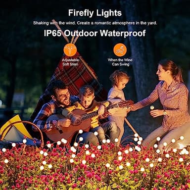 Solar Lights Outdoor(4 Pack, 32 LEDs), ASMAD Solar Garden Lights, Outdoor Decorations, Firefly Light for Patio Decor, Big Bulb, Unique Gifts for Women, Gifts for Grandma - Image 6