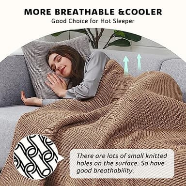 L'AGRATY Knitted Weighted Blanket - 48"x72" 15lbs Cooling Chunky Knit Heavy Blanket for Adults Braided Crochet Throw Thick Cable Yarn Knit Decorative No Beads Evenly Weighted Machine Washable - Image 5
