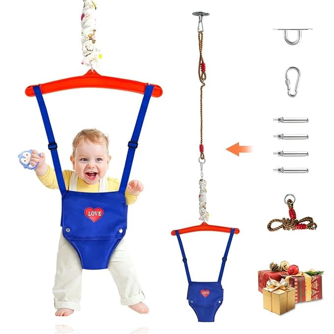 Baby Jumper with a Ceiling Hook for 6-24 Months, Baby Door Jumper for Indoor/Outdoor Play with Adjustable Chain, Baby Doorway Jumper - Image 1