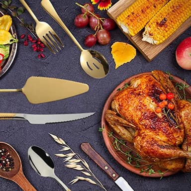 Silverware Set with Serving Utensils Stainless Steel Flatware Set for 4 Include Fork Knife Spoon Cutlery Utensil Set for Home Kitchen Restaurant - Image 7