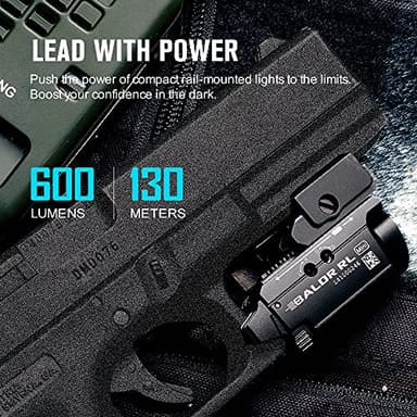 OLIGHT Baldr RL Mini 600 Lumens Compact Rail Mounted Weaponlight with Red Beam and White LED Combo, Magnetic USB Rechargeable Tactical Flashlight with 1913 or GL Rail, Built-in Battery - Image 3