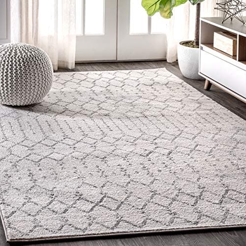 JONATHAN Y Boho Vintage Diamond Cream/Gray Indoor Area Rug 8X10 ft, Moroccan Hype for Living Room, Bedroom, Kitchen, Office, Easy-Cleaning, High Traffic, Pet-Friendly, Non-Shedding (MOH101B-8) - Image 1