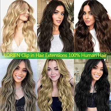 LORIEN Clip in Hair Extensions Real Human Hair, Remy Human Hair Extensions Clip ins for Women, 100% Natural Human Hair, Double Weftm, 24inch 120g 8Pcs, #16/22 Light Blonde to Golden Blonde - Image 6