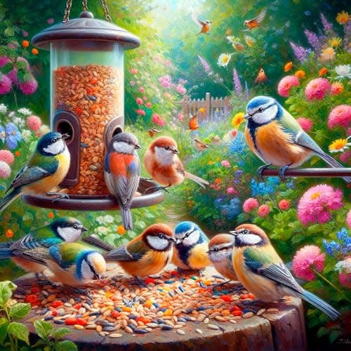HUADADA Jigsaw Puzzles for Adults 1024 Pieces, Feed Bird Interlock Perfectly No Dust, Home Decors Family Challenge Toys for Men Women Elders Seniors (19.6"x19.6"), 1:1 Poster - Image 1