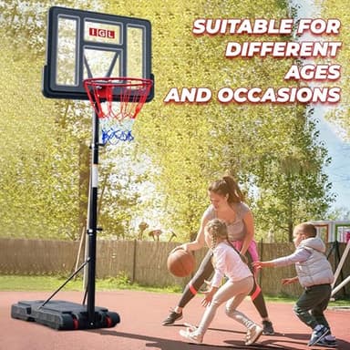IGL Portable Basketball Hoop, 5.6-10FT Adjustable Basketball Goal System, 44 Inch Outdoor Basketball Hoop & Goals for Kids, Youth, and Adults in The Backyard, Driveway with PC Backboard (Black) - Image 6
