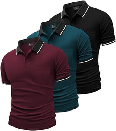 GEEK LIGHTING Men's Athletic Polo Shirts with Pocket (3-Pack - Image 2