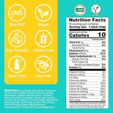 Venture Pal Sugar Free Electrolyte Powder Packets - Liquid Daily IV Drink Mix for Rapid Hydration & Party Recovery | 5 Vitamins & 7 Electrolytes| Keto Friendly | Non-GMO | Certified Vegan | 16 Sticks - Image 2