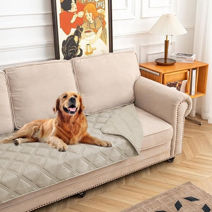 fuguitex Waterproof Dog Blanket Reversible for Small Dogs Resistant Leakproof Washable Couch Cushion Bed Protector Cover for Indoor Furniture Pet Friendly（30"*53",Brown+Khaki+Khaki - Image 1