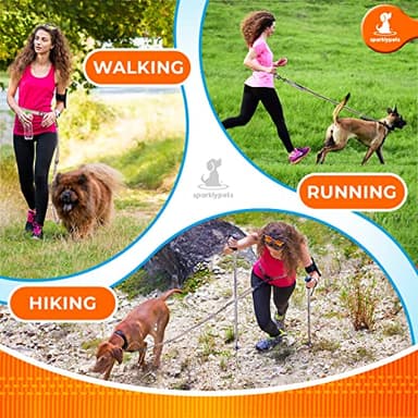 SparklyPets - Hands Free Dog Leash with Reflective Stitches - Waist Leash for Medium & Large Dogs Walking, Hiking, Training, Jogging, Canicross, Running - Image 3