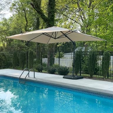 PURPLE LEAF 9' X 11.5' Patio Umbrella Outdoor Cantilever Rectangle Umbrella Aluminum Offset Umbrella with 360-degree Rotation for Garden Deck Pool Patio, Beige - Image 2