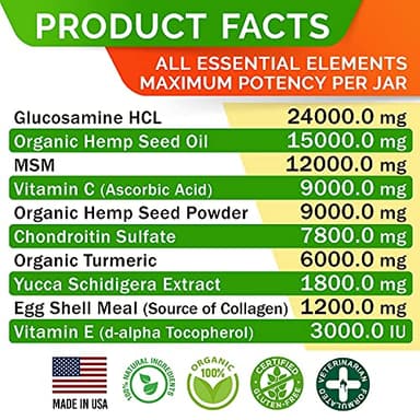 Hemp Chews for Dogs - Glucosamine Chondroitin for Dogs Joint Pain Relief with Hemp Oil, Hip & Joint Supplement Dogs, MSM Turmeric for Dogs Mobility, Dog Joint Supplement, Hemp Dog Treats Joints Health - Image 3