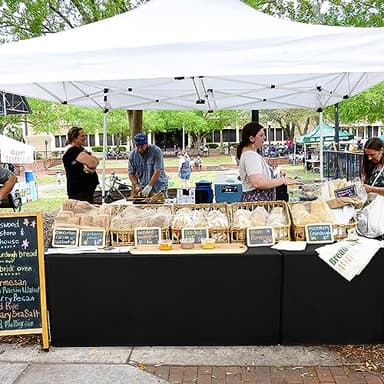 Nasitos 2 Pack Black Tablecloth 6 Foot-Open Back Fitted Tablecloth Rectangle Table, Washable Fabric Trade Show Table Cover for Craft Show, Display, Parties, Wedding, Events - Image 2