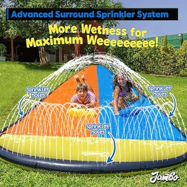 JAMBO XL Premium 20Ft Slip Splash and Slide with 2 Bodyboards, Heavy Duty Water Slide with Advanced 3-Way Water Sprinkler System, Backyard Waterslide, Splash Mat, Outdoor Water Toys n Slides for Kids - Image 2