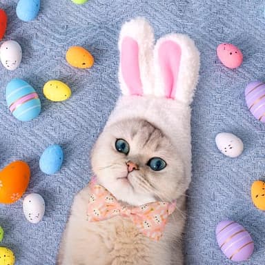 2 Pack Cat Collar with Bowtie and Charms Adjustable Breakaway Safety Design, Bunny and Pastel Egg Patterns, Soft Comfortable Nylon for Small Cats and Kittens - Image 4