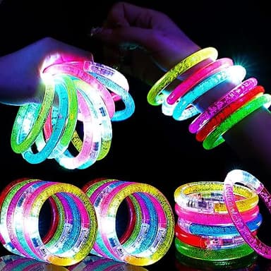 Mikulala 24Pcs Glow in the Dark Party Supplies for Kids/Adults, Flashing Light up Toys LED Bracelets Halloween Glow Sticks, Mardi Gras Party Favors Carnival Birthday Concert Gifts Accessory - Image 1