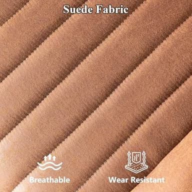 Mid Century Modren Office Chair,Mid Back Ergonomic Executive Chair with Lumbar Support, Computer Desk Swivel Task Chair with Wheels, Faux Lether Suede Fabric Home Chair, Brown - Image 6