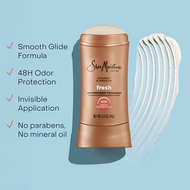 SheaMoisture Antiperspirant Deodorant Stick Fresh Coconut & Hibiscus 2 Count for 48HR Sweat & Odor Protection with No Parabens & No Mineral Oil 2.6 oz - Image 4