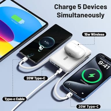 Azmuth for Magsafe Battery Pack, 10000mAh Magnetic Power Bank 22.5W PD Fast Charging with LED Display Wireless Portable Charger for Magsafe with Stand for iPhone 17/16/15/14/13/12/Pro/Pro Max - Image 5