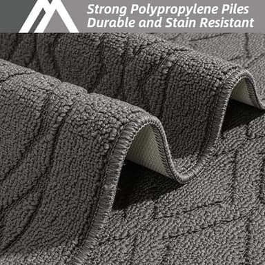 COSY HOMEER 48x20 Inch/30X20 Inch Kitchen Rug Mats Made of 100% Polypropylene 2 Pieces Soft Kitchen Mat Specialized in Anti Slippery and Machine Washable (Grey) - Image 2