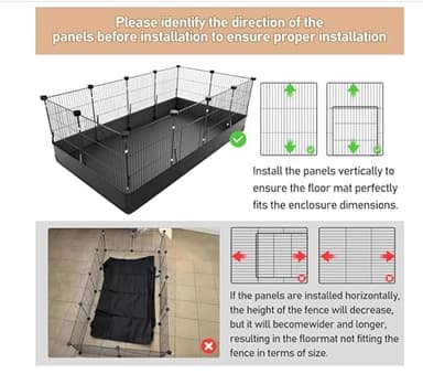 Tresbro Guinea Pig Cage with Waterproof PVC Bottom Liner & One-Hand Release Hook, Triple Fixing C&C Cage for Guinea Pigs, Bunny, Rabbit, Hedgehog, Small Animal Indoor Playpen 48''L x 24''W x 16''H - Image 8