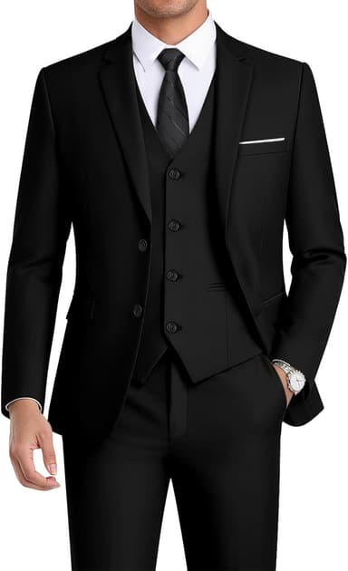 WEEN CHARM Men's 3-Piece Slim Fit Suit Set-2-Button Blazer,Vest & Pants-Formal Wedding,Prom,Party & Business Tuxedo - Image 2