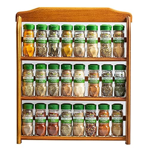 McCormick Gourmet Three Tier Wood 24 Piece Organic Spice Rack Organizer with Spices Included, 27.6 oz - Image 1