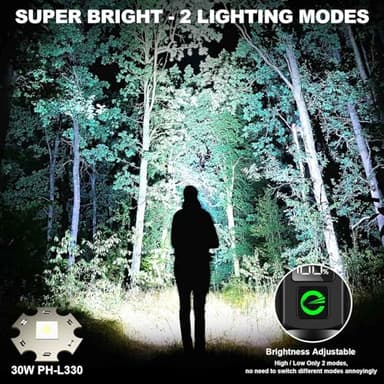 Esgreen Rechargeable Flashlights High Lumens 2000 Single 2 Modes, Super Bright LED Flashlight USB C Long Distance 3280ft, Powerful Long Lasting 10H Heavy Duty Strong Flash Light for Camping Hiking - Image 4