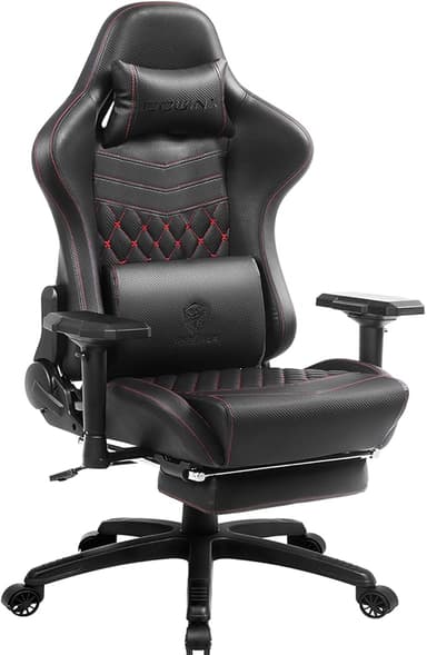 Dowinx Gaming Chair Big and Tall, Ergonomic Computer Chair with 4D Armrests and Footrest Massage Lumbar Support, High Back Comfortable Gamer Chair for Adults 350Lbs PU Leather for Office Game, Black - Image 1