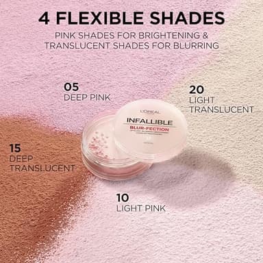 L'Oreal Paris Infallible Blur-fection Longwear Loose Setting Powder, Blurring Face Powder With Up to 24HRs of Wear, Brightening Light Pink, 1 Kit - Image 7