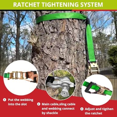 TRSMIMA Zipline Kit for Kids and Adult 200ft Zipline with Spring Brake Safety Harness Zip line Trolley Ratchet Tighten System Support 330 lbs - Image 5