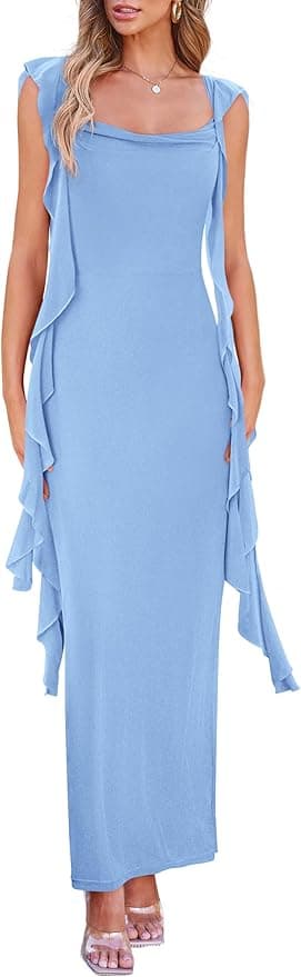 PRETTYGARDEN Women's 2026 Summer Wedding Guest Dress Sleeveless Ruffle Formal Cocktail Party Maxi Bodycon Dresses - Image 1